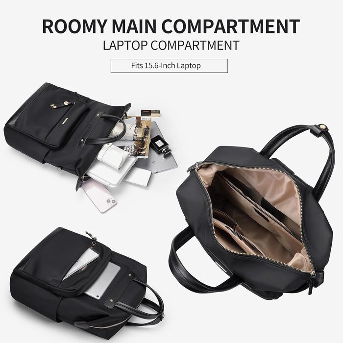 GOLF QUALITY Women's Backpack, Elegant Shoulder Bag Large Casual Daypack Small Women's Laptop 15.6 inch Daypack with Laptop Compartment Modern Work Backpack Tote Bag for Women Apricot (Black)
