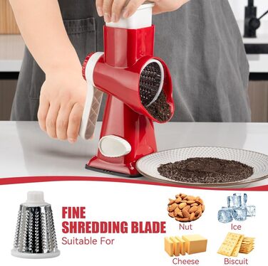 Трояк KEOUKE з ручкою: для сиру, овочів, горіхів, шоколаду. 3 змінні леза, червоно-білий