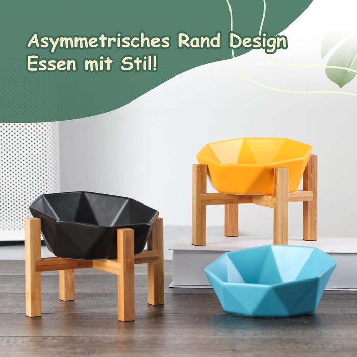 Керамічна годівниця для котів та собак на підставці, нахилена, зелена, 1 шт.