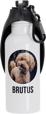 Персоналізована пляшка для води для собак 22Feels, 600 мл: фото, ім'я, карабін, витокозахист