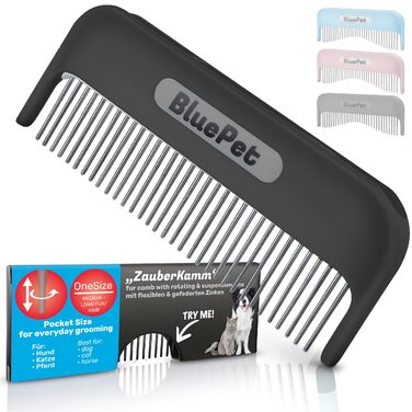 Гребінець BluePet для собак та котів з ротаційними зубцями - видаляє ковтуни та розплутує шерсть (чорний)