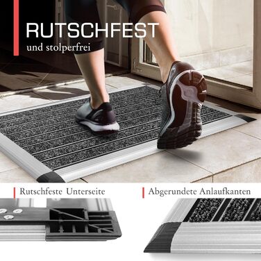 Aluminum Outdoor Doormat - 50x80 cm Non-Slip Shoe Mat - Rust-Proof Entry Mat for Home