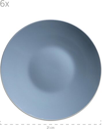 MÄSER 931844 Elissa Series Modern Dinnerware Set for 6 People in Blue with White Rim, 24-Piece Combination Service, Stoneware