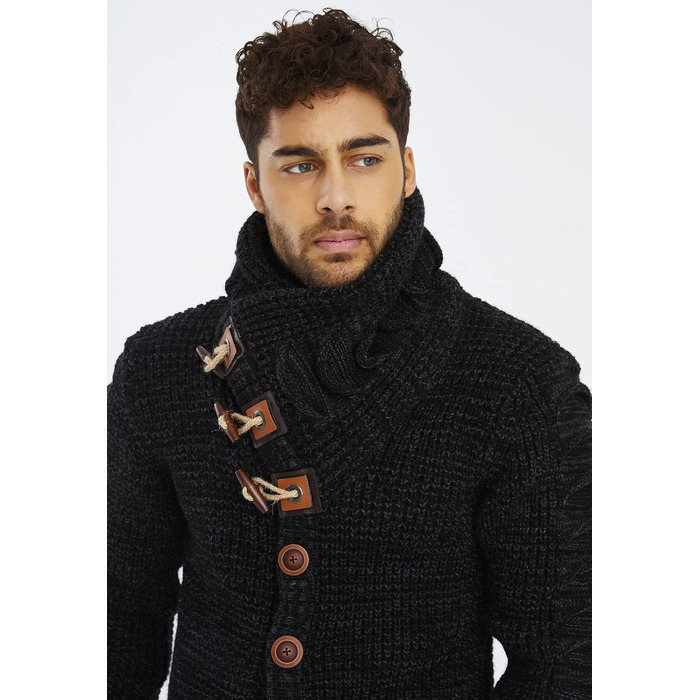 Чоловічий кардиган Leif Nelson з ґудзиками, Regular Fit, чорний/антрацитовий, для повсякденного та ділового стилю