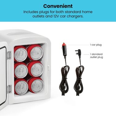 Chefman Iceman Mini Fridge - Portable 4L Cooler & Warmer - White - Cosmetic & Snack Refrigerator with AC/DC Power
