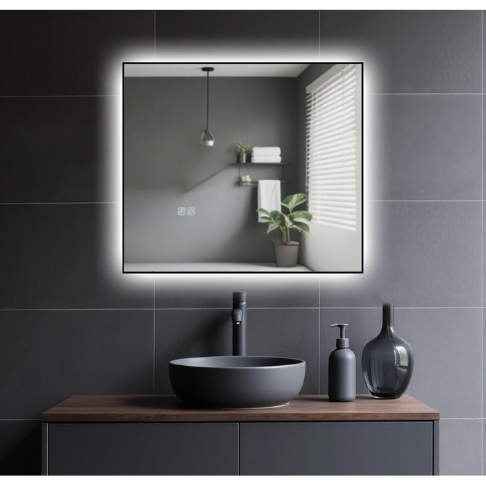 LED дзеркало для ванної кімнати 45x65 см з підсвічуванням, IP54, 6500K, прямокутне, енергозберігаюче, біле