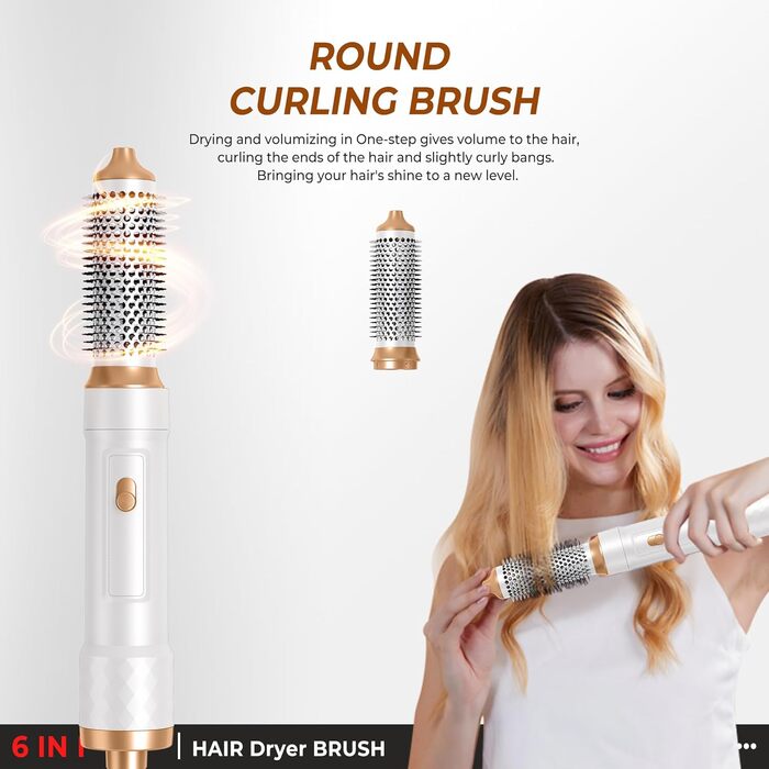 Набір для укладки волосся Pro Hairstyler 6 в 1: фен-щітка, локони, об'єм, сушка, випрямлення | Atopskins | 1000W