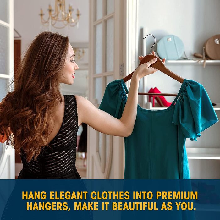 Вішалка для одягу Evolluxi Lotus з масивного дерева, для сорочок та жакетів, обертовий гачок, (Retro), горіх, 10 шт.