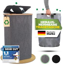 Deposit bottle collection container with lid and carrying bag | Deposit container with holes, rotatable | Ideal deposit bottle storage, empty container collection container, bottle collector (Gray without print)