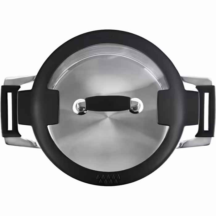 RÖSLE SILENCE PRO Cooking Pot, High-quality universal pot made of stainless steel 18/10, 24 cm, glass lid, internal scale, induction-compatible, dishwasher-safe, Silver/Black Ø 24 cm Cooking Pot