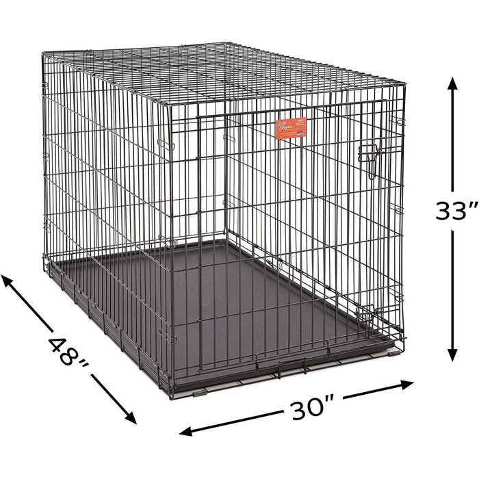 Кія для собак Midwest Homes Life Stages 1636DDU, чорна, середнього розміру, з подвійними дверима, металева, 91 см, з перегородкою, захист підлоги, вилка, для собак середніх порід