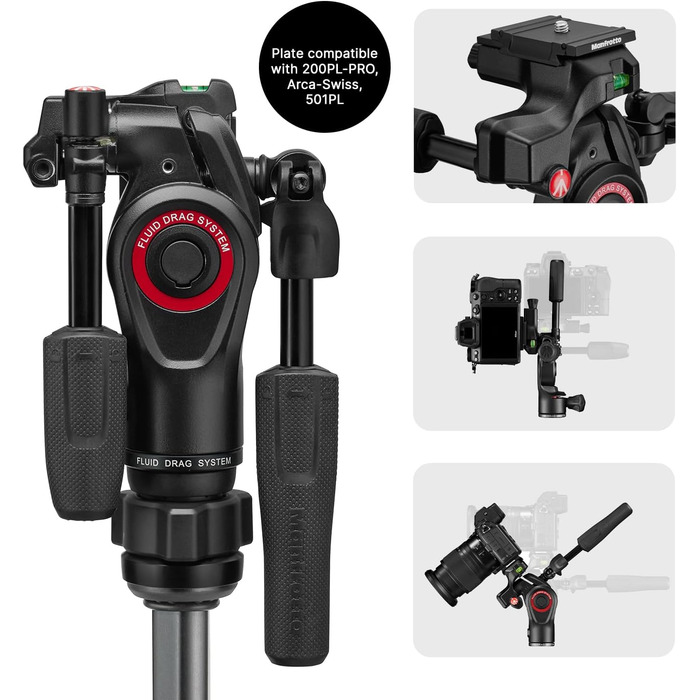 Штатив Manfrotto Befree Advanced 3-Way з тріножкою та рідинною головкою, алюміній, для камер та відеокамер до 6 кг, ультракомпактний, аксесуари для фото та відео