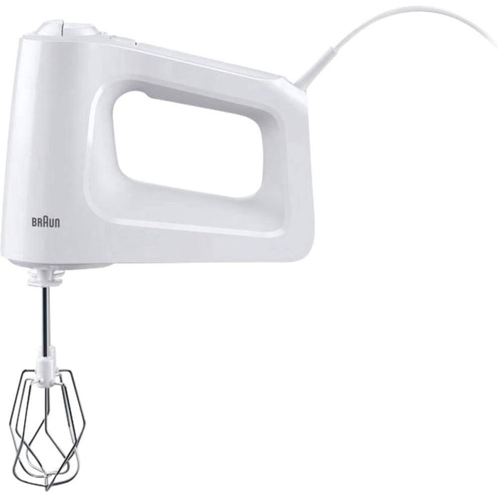 Міксер ручний Braun MultiMix 3 HM 3000, 450 Вт, білий, 5 швидкостей + Turbo, з вінчиком та гаком для тіста