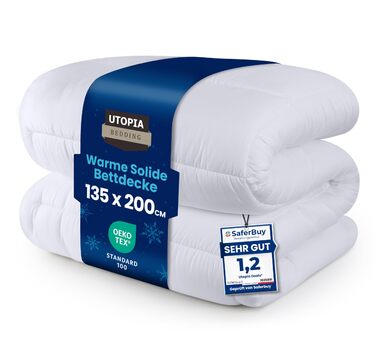 Ковдра Utopia Bedding 135x200 см, всесезонна, 370 GSM, дихаюча, стеганий наповнювач, супер м'яка (біла)