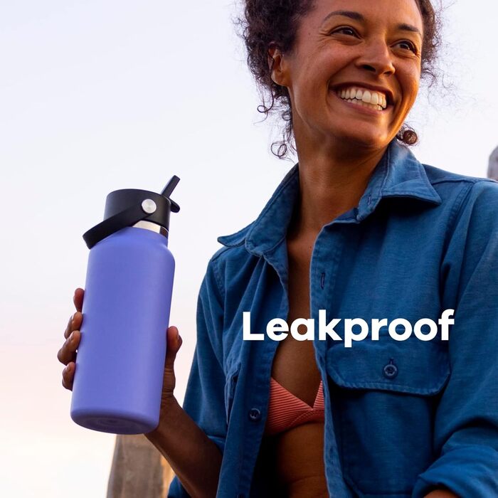 Hydro Flask - Water Bottle (32 oz) - Vacuum-Insulated Stainless Steel Water Bottle with Flex Straw Lid - Wide Mouth - (Berry Red, 946 ml)