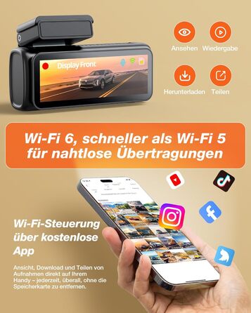 iZEEKER 4K Автомобільний відеореєстратор (Dashcam) з Wi-Fi, 32GB SD-карткою, двоканальний запис 4K+1080P, IPS-дисплей 2.99', Нічне бачення, G-сенсор, Запис по колу, Паркувальний режим 24/7