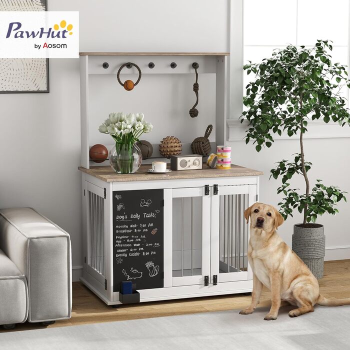 Клітка для собак PawHut - переносна будка з 3 дверцятами, полиця для іграшок, для великих собак, біла