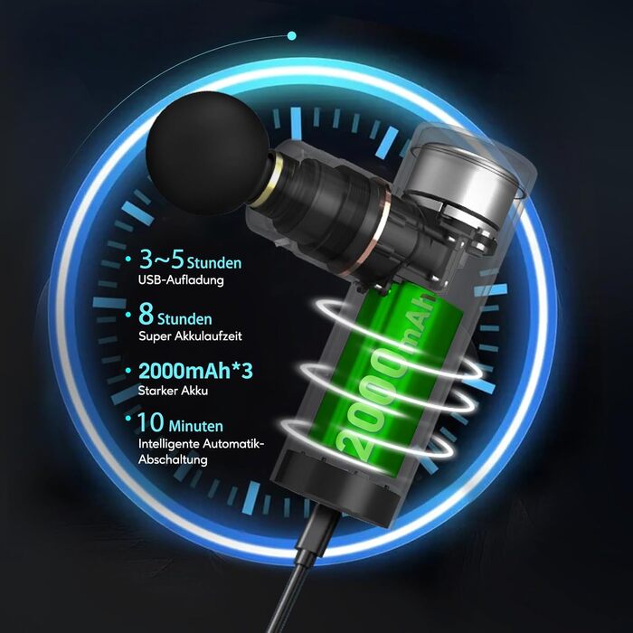 Масажер для м'язів Arboleaf Mini: тиха модель з AI, 4 насадки, USB-C, сірий