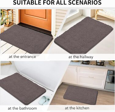 Килимок для ванної кімнати 40x60 см, антиковзаючий, м'який, швидковисихаючий, з високим ворсом, з мікрофібри для ванни, душу та ванної кімнати (прямокутний, колір: кава)