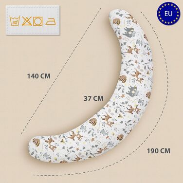 Подушка для вагітних Totsy Baby XXL 190 см - подушка для сну та підтримки тіла, бавовна, Oeko-Tex
