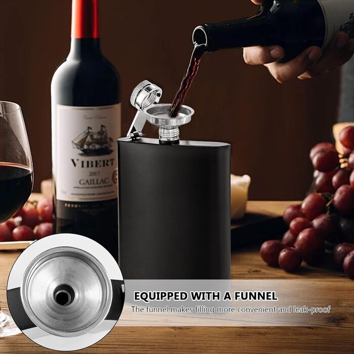 Набір фляг з нержавіючої сталі, рожевий, 8oz/240мл, 6 шт. з келихами для шотів, шкіряний чохол, для подорожей, вечірок, подарунків