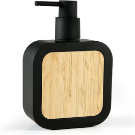 Дозатор для мила білий бамбук, 390 мл, для кухні, ванної кімнати, офісу, дозатор мила для миття посуду, чорний