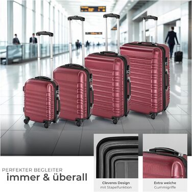 Набір валіз Tectake® 4 шт. з TSA замком, жорсткий корпус, телескопічна ручка, 4 колеса, 360° обертання, зелений (вишневий)