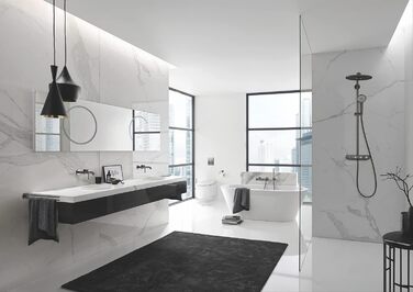 GROHE Essentials Toilet Paper Holder - No Drill Mounting, Adhesive, Brushed Hard Graphite Finish