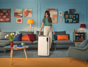 De'Longhi Pinguino PAC EM82: мобільний кондиціонер для приміщень до 80 м³, 9.400 BTU, 2,4 кВт, 24-годинний таймер, білий