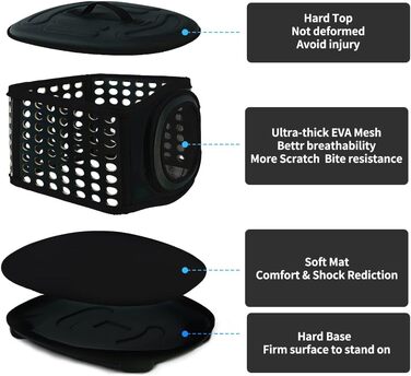 Складана переноска для кота, переноска для кота/маленьких собак, чорна, з м'яким матом