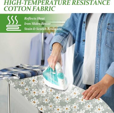 Чохол для гладильної дошки 125x45 см, Extra Dick з бавовни, з підкладкою та терморефлексною поверхнею, з гумкою, сумісний з дошками 117-125x37-45 см, для парогенераторів та прасок, Easy Fit