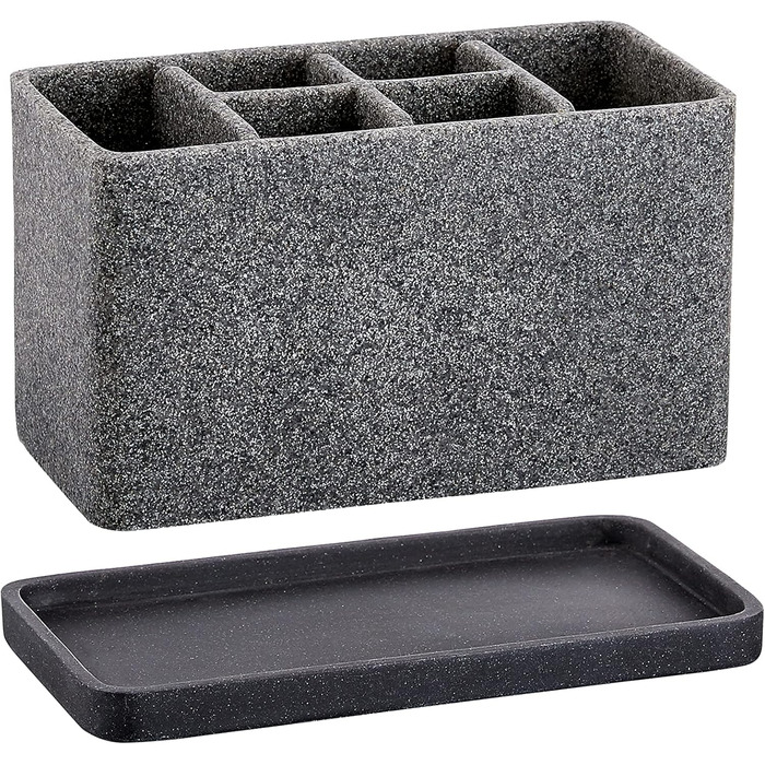 Органайзер для ванної кімнати ZCCZ: великий тримач для зубних щіток та чаша для косметики з гранітною текстурою