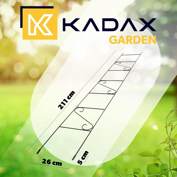 Сталеве шпалерне решітка KADAX 210 см, опора для витких рослин, троянд, багаторічників, садова декорація, чорна, стійка до погодних умов