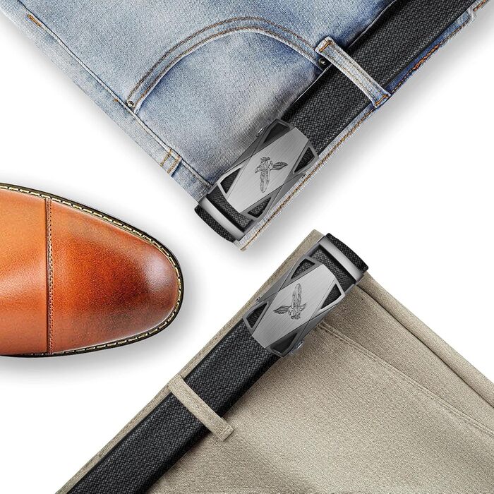 Чоловічий шкіряний ремінь ITIEZY з автоматичною пряжкою, без отворів, 35 мм, для ділового костюма, чорний, регульований розмір 103-110 см