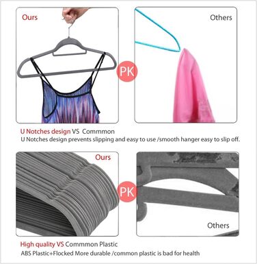 Yaheetech Clothes Hangers 100 Pack Hangers Suit Hangers Velvet Wardrobe Hangers Non-Slip Jacket Hangers Space-Saving with Bar