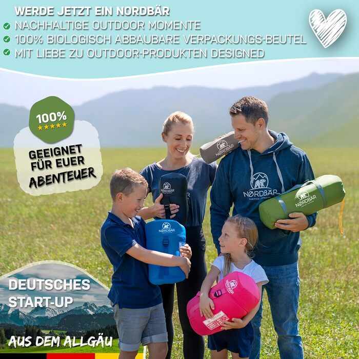 Дитячий спальний мішок для кемпінгу Lila/Türkis (Aqua Splash) | 100% бавовна, легкий та теплий | Розмір до 145 см, 1200г