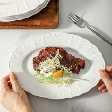 Набір сервіровочних тарілок UIBFCWN, 8 штук, порцеляна, білі, 25,4 x 15,2 см. Ідеально для десертів, суші, закусок, салатів та тортів.