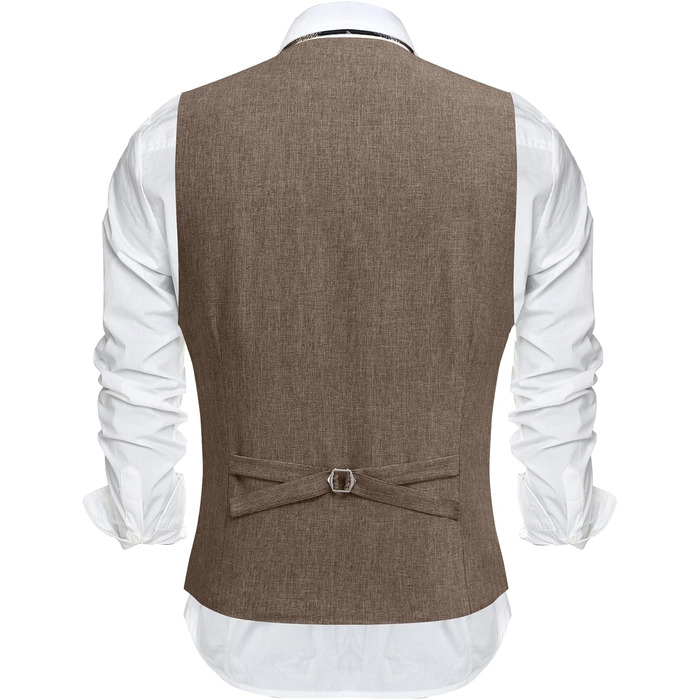 Костюмний жилет чоловічий COOFANDY з кишенями, V-подібний виріз, для вечірнього одягу, ділового стилю, коричневий, 3XL