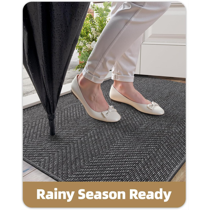 Килимок для дому COLOR&GEOMETRY 43x76 см, сірий, машинне прання, неслизький, для входу, вбираючий, для передпокою, коридору