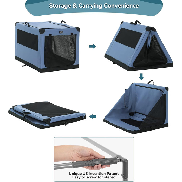 Транспортна переноска для собак та котів Petsfit, складана, для подорожей та авто, блакитна