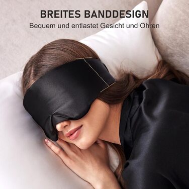 Шовкова маска для сну LitBear, 100% шовк 22 momme, для жінок та чоловіків, з регульованою стрічкою, комфортна та зручна