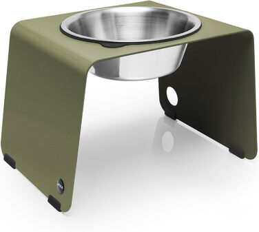 Підставка для корму для собак ARC з піднятою мискою, Edeltahl та tahl (Біла) - XL Solo, Оливковий колір