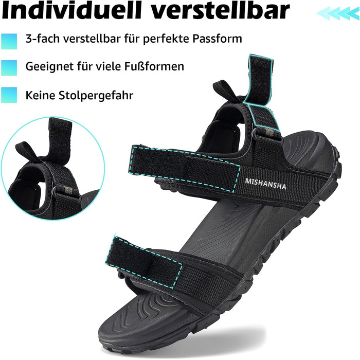 Sandalen Mishansha жіночі літні трекінгові чорні, розмір 41 EU (36-42)
