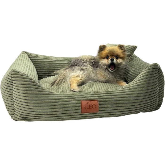 Лежанка для собак Leo4dog: зручна та миюча, розмір M 80x60, оливковий колір