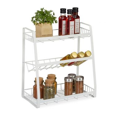Relaxdays White Spice Rack with 3 Tiers