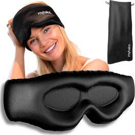 Шовкова маска для сну MyHalos® 3D з подушечками для очей – повне затемнення для жінок та чоловіків. Ідеальна для подорожей та комфортного сну. Маска для сну з шовку морійної якості.