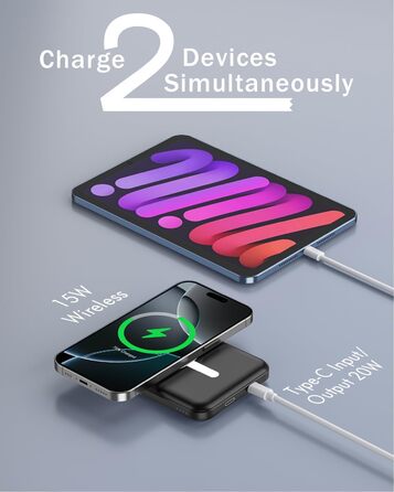 Power Bank MagSafe 5000mAh для iPhone 17/16/15/14/13/12, всі моделі, глибокий чорний колір