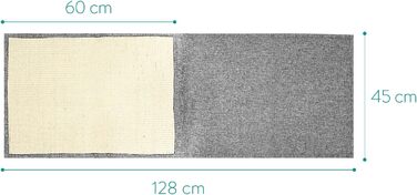 Navaris Cat Scratch Mat Scratch Protection Sofa - with 2 compartments - 128 x 45 cm Sisal Scratch Rug for Cat - Couch Cat Scratch Mat - also for Dogs (Light Grey - White)
