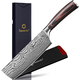 Sunnecko 17cm Santoku Chef's Knife - Japanese Steel Kitchen Knife - Sharp All-Purpose Kitchen Knife