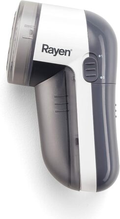 Електричний прибирач для одягу Rayen, білий/сірий, для всіх типів тканини, з батарейками, захисний ковпачок ABS, 13 x 6,8 x 5,8 см